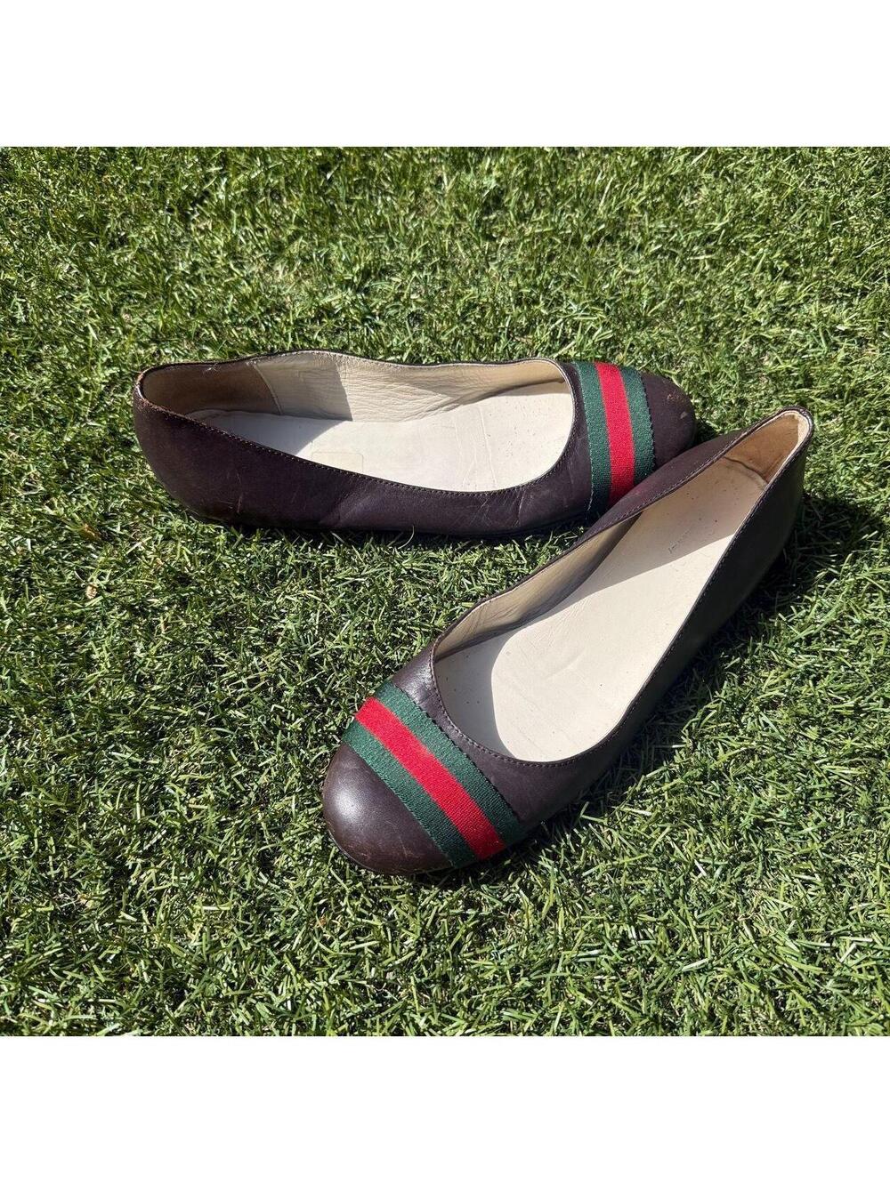 Gucci Web Stripe Ballet Flats — Dark Brown Leather 🤎
